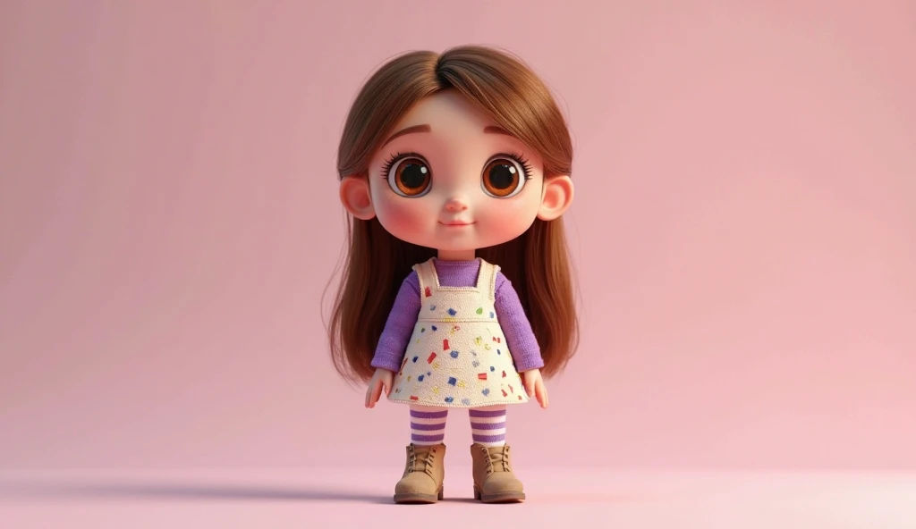 Uma girl pixar personagem baby boneca girl, morena olhos castanhos,  estilo  (chibi )  3D HD well detailed beautiful scenery in a deformed garden, deformed hand, dedos colados, duplicate heads, arte ruim, qualidade baixa, defective hands, dedos fundidos, fused hands, pernas deformadas --auto --s2