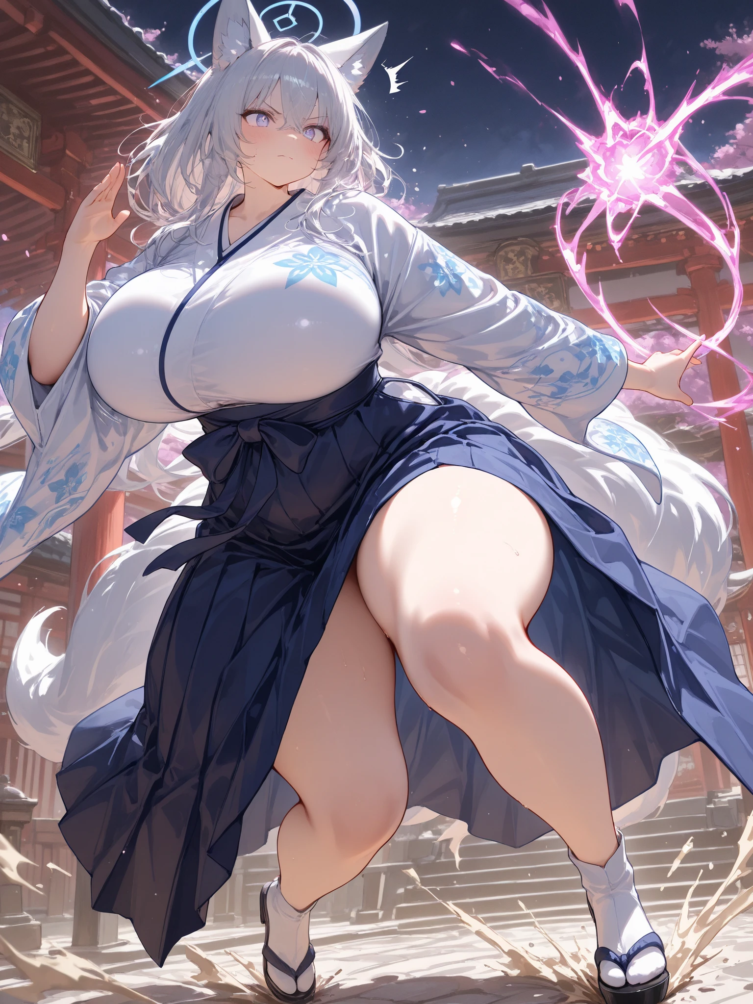 (masterpiece, best quality:1.2), (high resolution, 8K RAW photo, photo realistics, clear focus), (natural lighting, textile shading), pov, solo focus, full body, 1 matured woman, 28 years old, (milf:1.5), raised sexy, pregnant, big belly bump, Year's visit, put your hand together, praying for happiness, closed eyes, smile, light Purple hair, medium long hair, hair over one eye, asymmetric hair, half updo hair, wavy hair, blue eyes, japanese clothes, kimono, at ZEN garden in Japanese temple, in front of torii gate, in winter, snowy ground with fallen snow, snowflakes, depth of field, bokeh, dynamic angle, from side above, (correct anatomy, ideal ratio of body proportions), in a night, under starry sky,