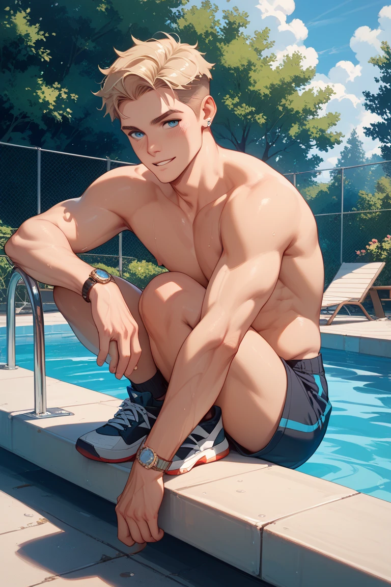 Two boys,swimmingpool,charming body