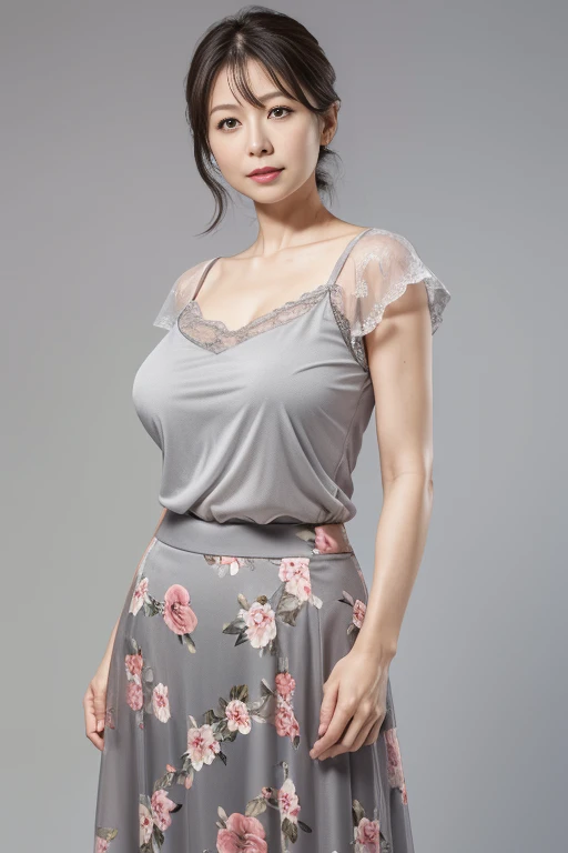 Masterpiece,Best quality, (maam. clerk:1), ((Portrait:1.3)), Cross arms, Triangle underwear , Smile,Skirt that wraps hips,Long legs,skin hyper-detail,Clear pores,in a panoramic view,Cocked buttocks,black lence stockings,(((Beautiful young Japanese woman over 50 years old, Perfect face, Fantastic look, (Detailed facial features), Clean and nice face)))