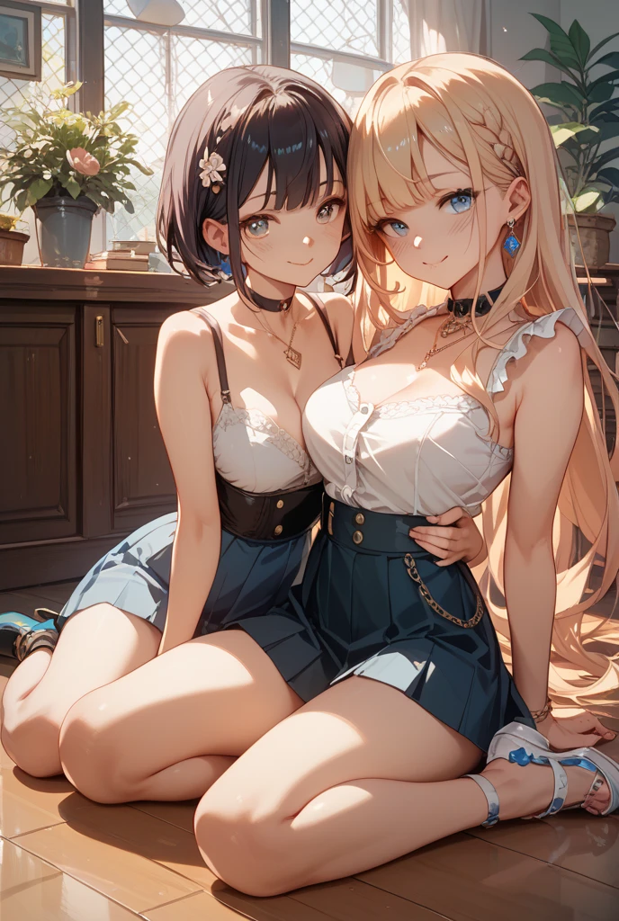 highest quality,wonderful,finely,extremely detailed CG Unity 8K wallpaper, (Stand in line:1.2), (3 girls, cute eyes, Black Hair, side ponytail, clothed), (sparkling eyes:1.2), (huge breasts), (wariza:1.4), (cleavage), (open mouth:1.1), (long tongue:1.1), (mouth drool:1.1), (black stockings:1.1),(Thighs:1.2),(Waistline:1.1),(Waistline), (From above:1.4)
