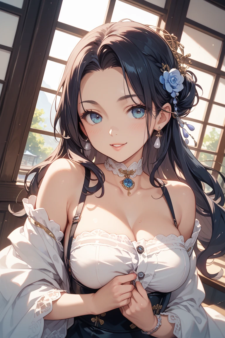 tmasterpiece, 8K, Focus sharp, A high resolution, A princess, beuaty girl, 梦幻A princess裙, Fluffy multi-layered ball gown, Big breasts corset, collars, Focus sharp, Intricately detailed clothing design, Colorful, Whimsical, fanciful, magical