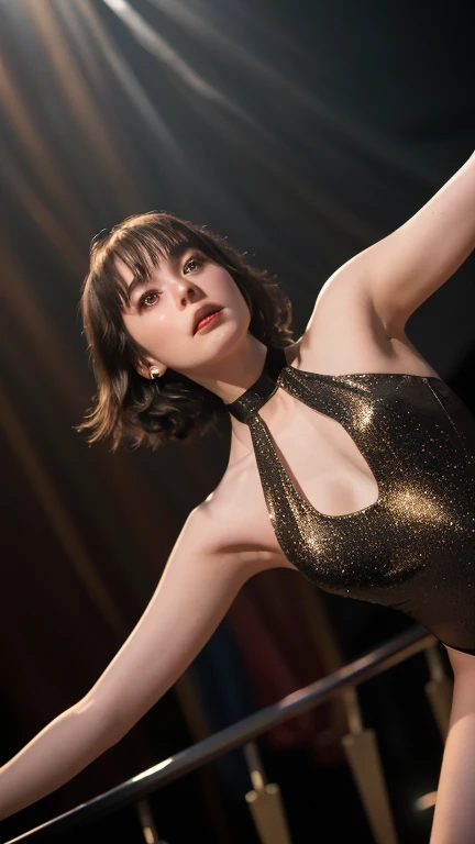 (highest quality、16k、High resolution、masterpiece: 1.2)、Super detailed、One Italian Woman、(((micro bikini full body image)))、(Anne Hathaway)、(jennifer connelly)、18-year-old、beautiful detailed face、short cut hair、age girl、(genuine、photogenuineistic、photogenuineistic: 1.37)、nikon 105mmFull body shot with lens、((black background))、((Beautiful background blur))、Attractive female body that attracts the opposite sex、((Anatomically correct hands and fingers))、((correct number))、((black background))、((A beautiful figure that stands out against a dark background))、soft studio lighting
