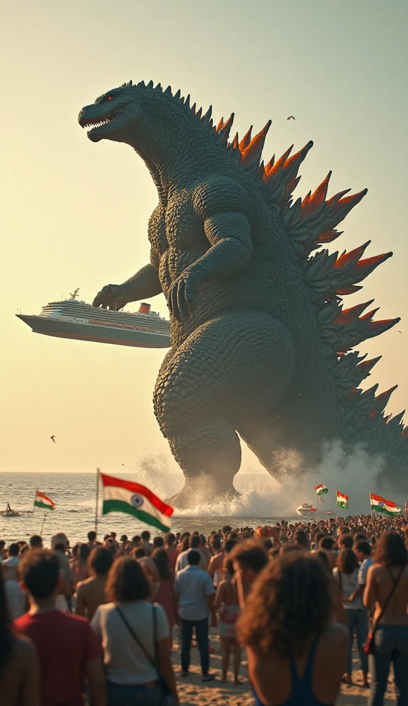 Godzilla roars at a UFO in frustration, then shoots his atomic fire breath at it. On the outskirts of Tokyo