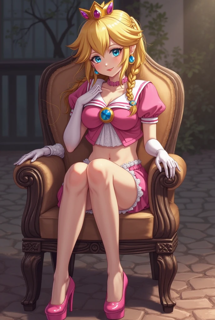 Princesa Peach deitada completamente nua