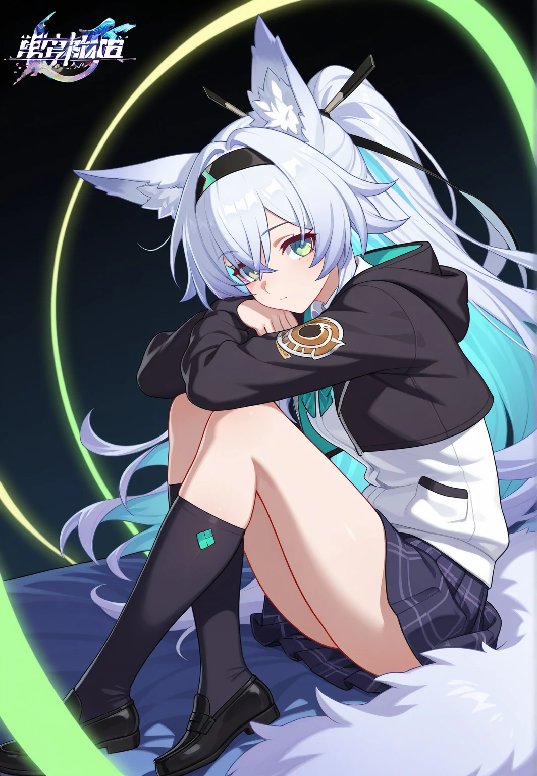 artist:[yoneyama mai|diyokama|say hana|quasarcake],
1girl, fox girl, fox ears, solo, fox tail, hair between eyes, long hair, black nails, blue eyes, heterochromia, sleeves pushed up, forehead, closed mouth, looking at viewer, blue hair, chromatic aberration, whirlpool, against glass, all fours, from below, skindentation,
masterpiece, best quality, very aesthetic, absurdres
<lora:noobai_vpred_1_aqm_complete_v3:1>