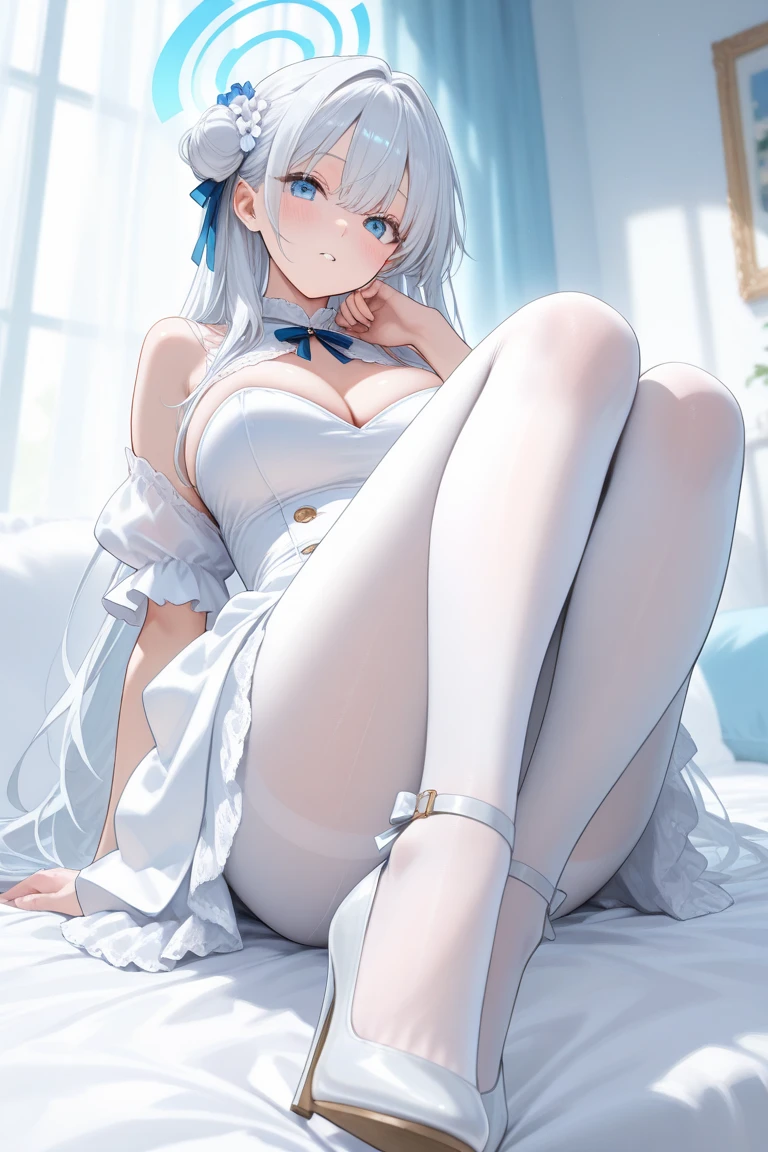 Sexy Sheer White Colonial Dress,