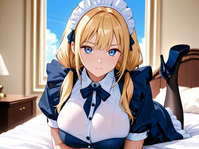 ((highest quality、High resolution))、Blonde、(((POV、A beautiful maid girl is having sex)))、Creampie