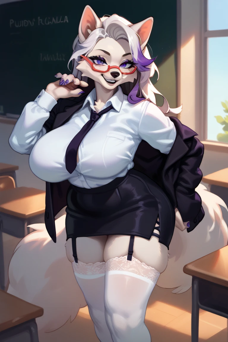 uploaded on e621, explicit content, 3d:0.6, (bastika, cutesexyrobutts, hioshiru), female, solo, zangoose, office setting, opulent office, mahogany table, sitting on table, (blazer, skirt, leggings:1.2), spreading legs, vagina, cleavage, (large breasts, natural breasts:0.8), low angle view, closeup
<lora:Zangoose:1>