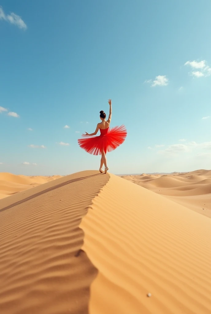 beauty plump woman with brown hair in red shoes in red,Refined looks,Fairy air fluttering,The gauze skirt flew up,Take photos in the desert,ultra-realistic realism,color field printing,high detal,hyper HD,??????? correct,cinematic lighting 4d quality