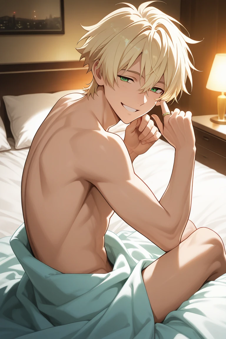 masterpiece, best quality, high quality, 2boys, , duo, male focus, full body, looking at viewer, yellow hair,spiky hair, no shirt, wearing white wet towel, steam smork, japan style, anime coloring, shy, home muji style, detailed face, Japan style, friend is so shy, friend white spiky hair,