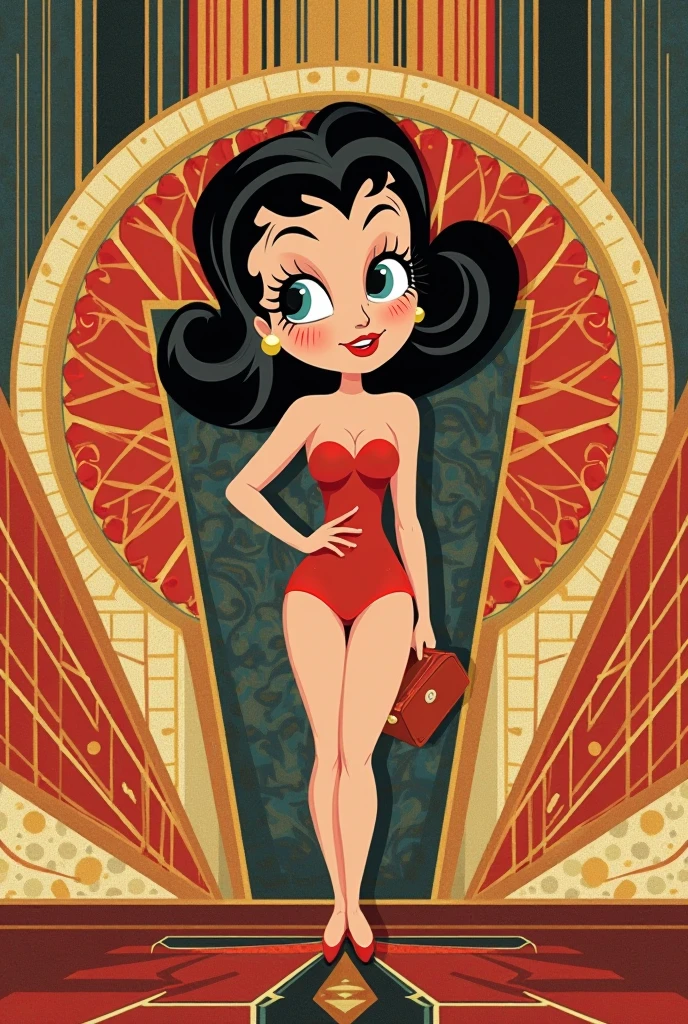 Illustration, pinup girl, as a Fool from Tarot, bright colors, retro