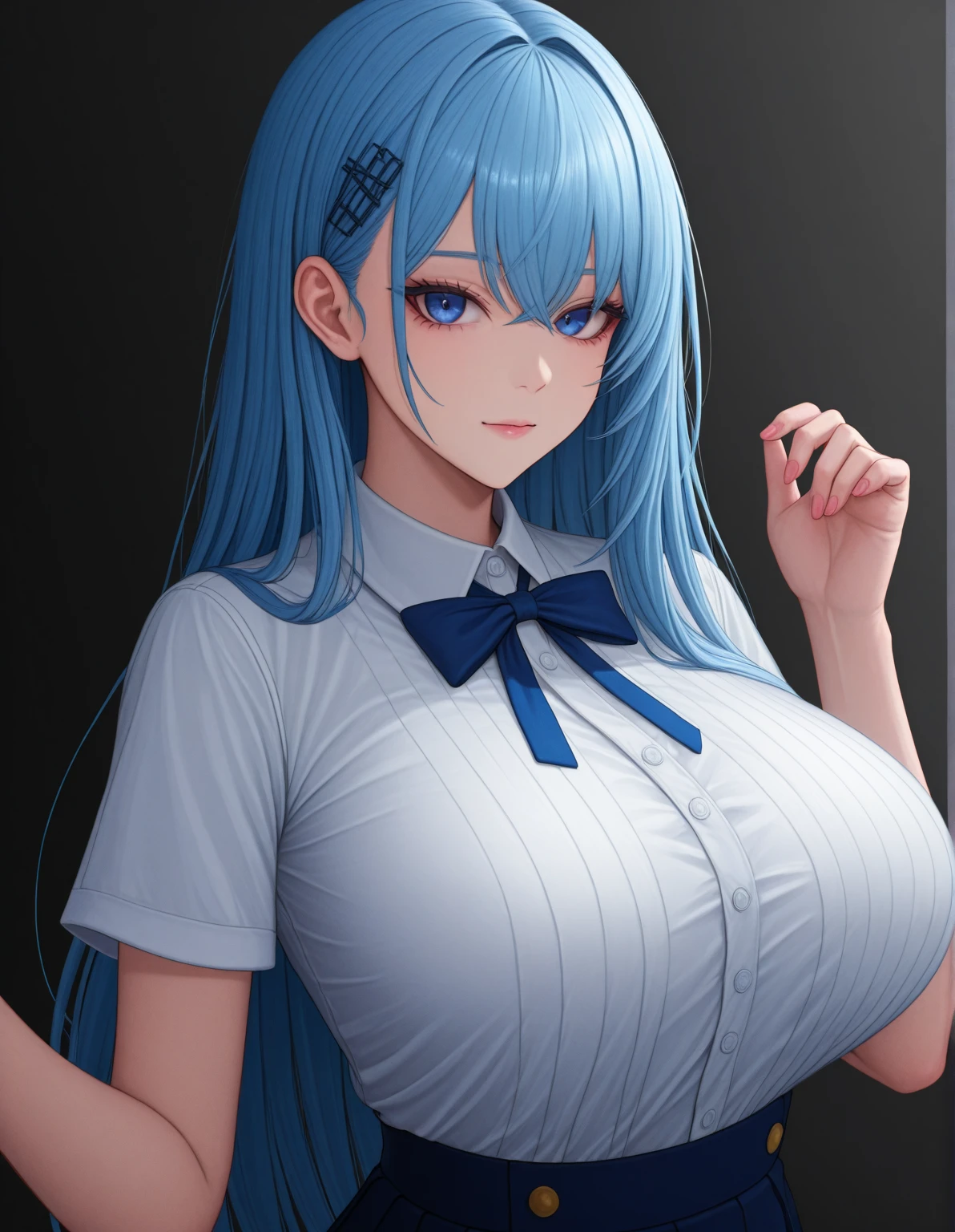 Aqua sexy, perfect face, Perfect eyes, lawyer cosplay, big tits, sexy blouse, short black skirt