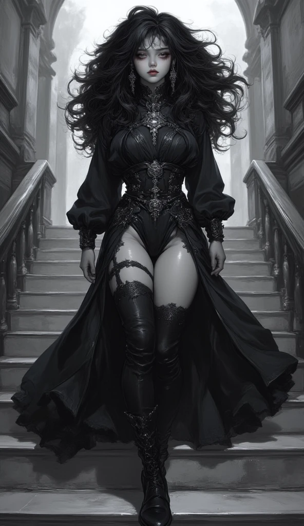 a beautiful anime girl with captivating blue eyes, long flowing hair, and a succubus-like appearance, dressed in a revealing outfit that accentuates her body, with an alluring yet slightly unsettling aura, set against a dark, decaying background with a touch of rotting elements, 1girl,beautiful detailed eyes,beautiful detailed lips,extremely detailed face and body,intricate detailed clothing,long hair,full body shot,dark fantasy,dark gothic,supernatural,blue eye,body hair,rot,anime style,cinematic lighting,dramatic colors,digital art,concept art,photorealistic,8k,highres,masterpiece