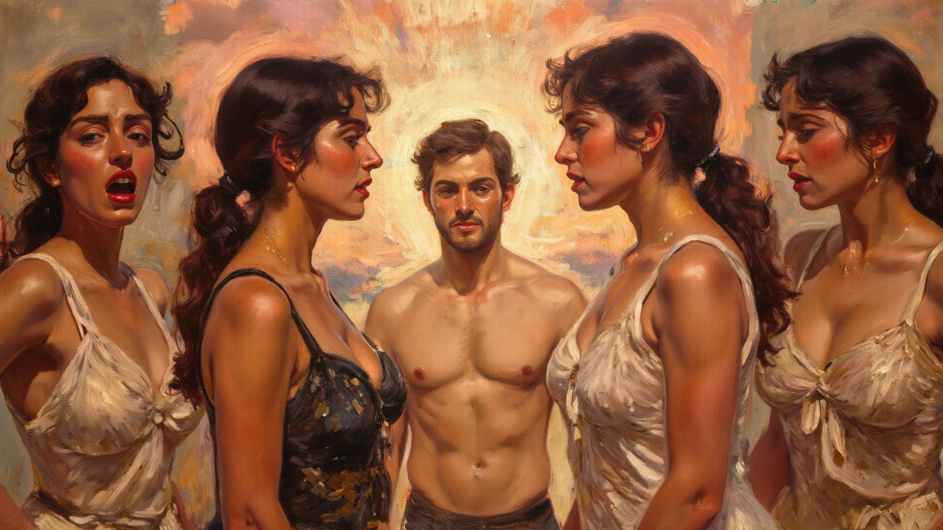 full frontal body view, naked saxones man and woman with shaved pussy run and fool around, white background, Andrew Loomis style, Masterpiece work of art, highly detailed linework reminiscent of Norman Rockwell, imbued with Wadim Kashim's bold color and texture, light and airy as Carl Larsson's compositions, featuring Pascal Blanche-style hyper-realistic character,