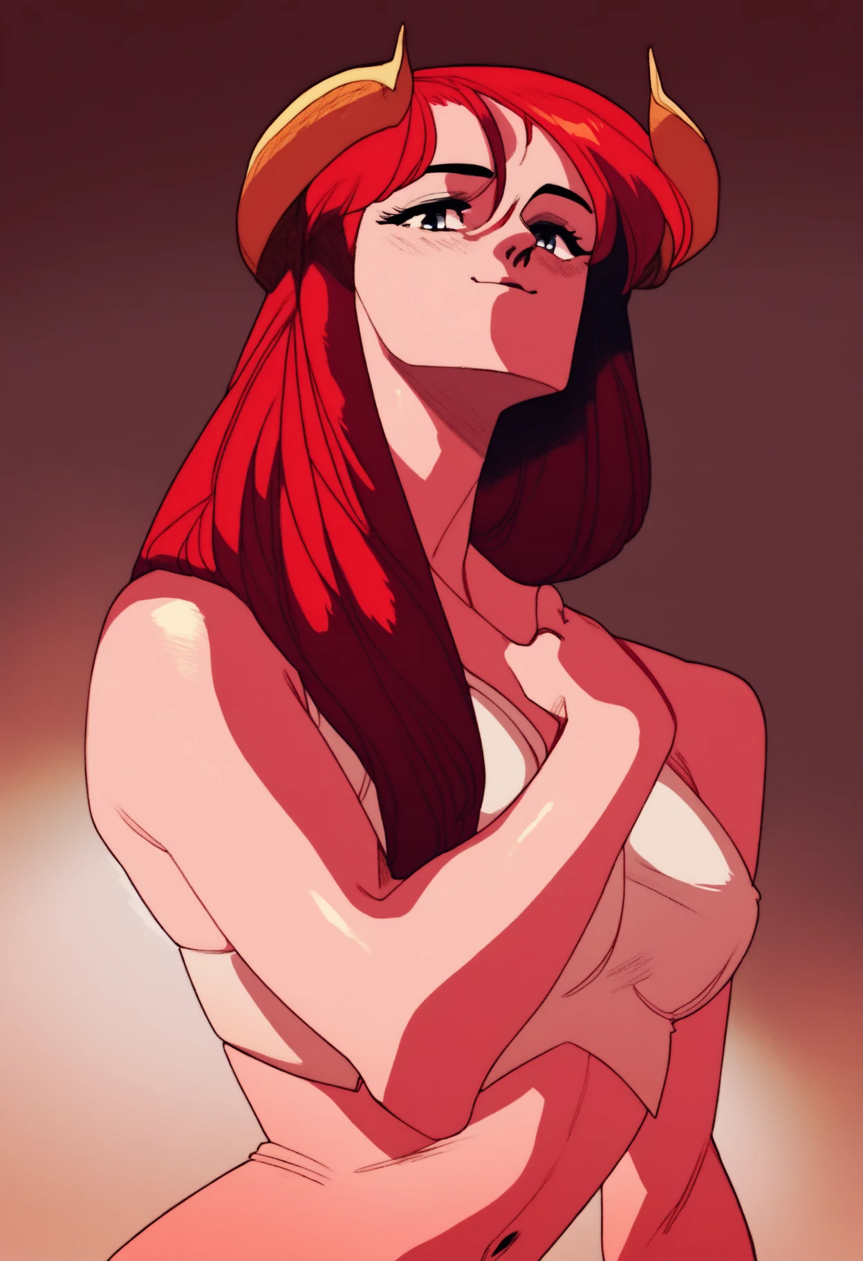 Masterpiece, best quality, Masterpiece, best quality, 1 woman, wavy red hair, sly face , black tank top, black panties , big breasts , Put your hands on your hips.... , Barefoot , convenience store