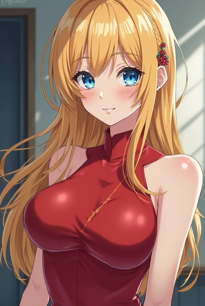 (masterpiece, best quality: 1.2), high resolution, high quality, girl, cute , big boobs, sexy long dress random, orange very long hair, red eyes,
sitting sideways, looking at viewer, ,