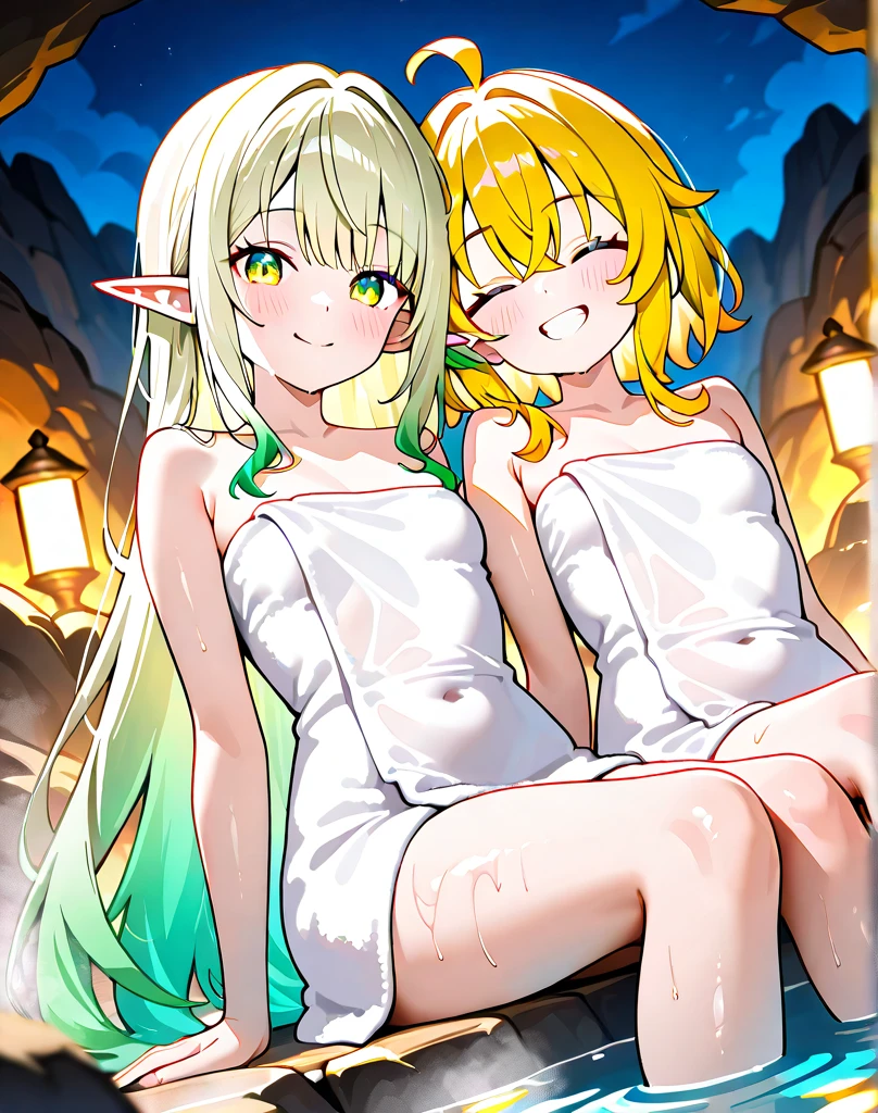 8k、best quality face、best quality eye, Adult, Simple Background, In the jungle、One Elf Girl, Blonde, Green Eyes、Long Hair, alone, smile, Front view、Cowboy Shot、From below、Parody, blush, Dark red lipstick, smokey eye shadow、 Saucy、 Short bangs, いたずらなsmile、 Cinematic Dynamic View, Sexy、Sexual、Seducing the opposite sex、((Small breasts、Flat chest、flat chest、small breasts))、全nakedやん、naked、((Full nudity))、((NSFW)),