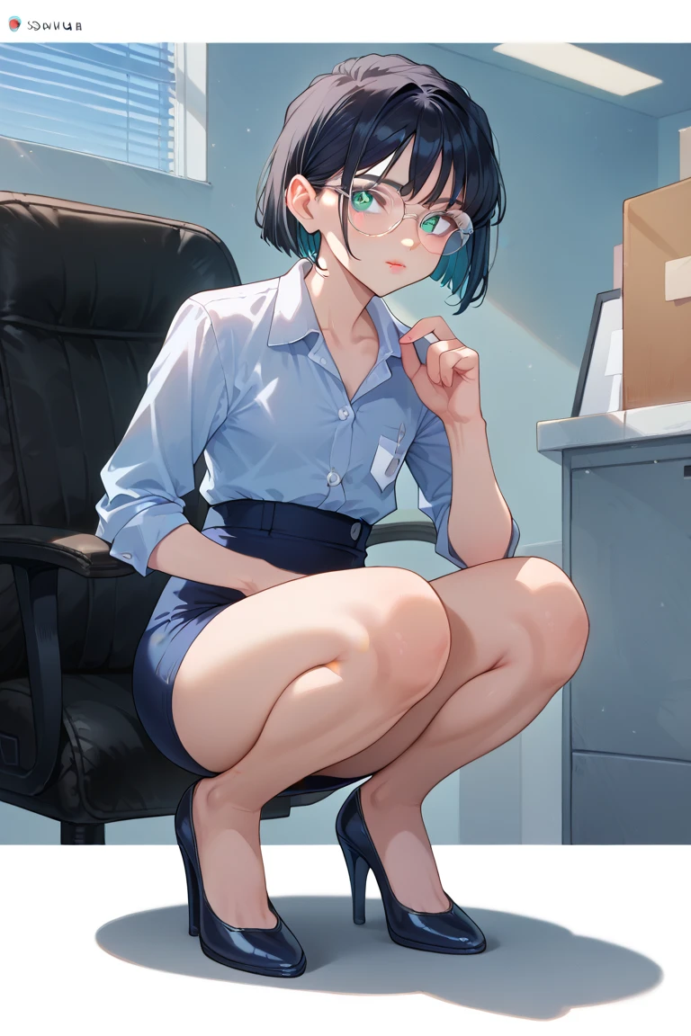 
score_9,score_8_superior,score_7_superior,One girl,sole, barefoot,Feet Focus,View your viewers,Sitting,Sweat, A woman dressed as an office lady has a confident look on her face