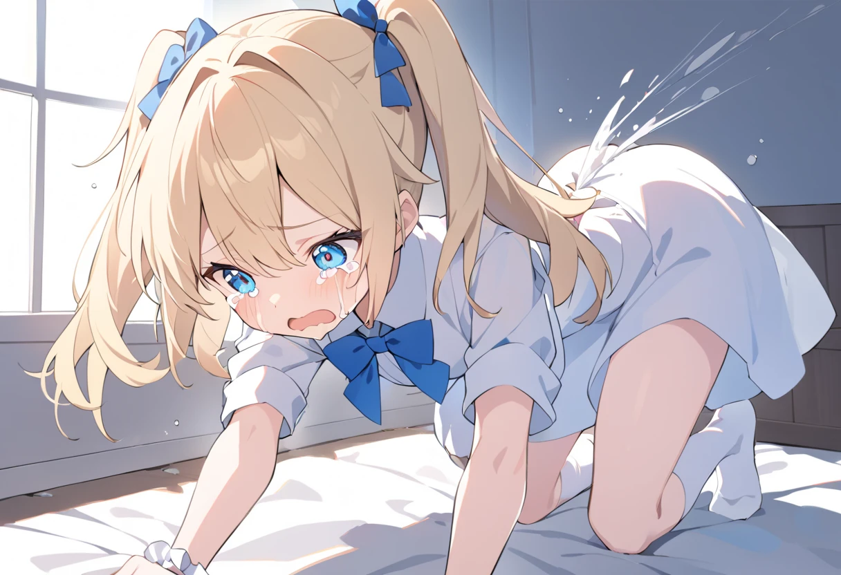 (((Browsing Caution, Close Up Facial , Front view , From below , Movie angle))) ,(On all fours), break 1girl, Twin tails、Young Girl、、10 years old, (close your eyes),(((Embarrassing, Excited, Fascinating, In the heat, orgasm,Blushing,shortness of breath, Very humid,vapor、Man grabbing woman's breasts))) , break (((Bright pink and green hair))),(Semi-long hair tied in one piece、Add a light pink ribbon to the end.:1.3),(((Two-part bangs , middle part, Bangs parted in the middle, Side-swept bangs))), (amount:1.3), (Small breasts:1.0) ,((Sweaty skin, Dripping , girl trembling with Sexual climax, Cum in pussy, pubic hair)) ,Thin dots, feminine, Slightly muscular, Dynamic pose,((((vagina,Sex, A boy and his penis,Heterolo, Women in front and men in back , dorsal position, Cum in pussy, pubic hair)))), break, (((White - Solid - Short Sleeve - Safari Shirt ,Bottomless))), break, (((Midnight,On the bed))),(masterpiece), (Realistic), (Highest quality), (Super detailed), wonderful, ((A face with attention to detail)) , clavicle, High resolution , (Super detailed), Smooth, 16K, Vibrant colors,vagina,Sex,