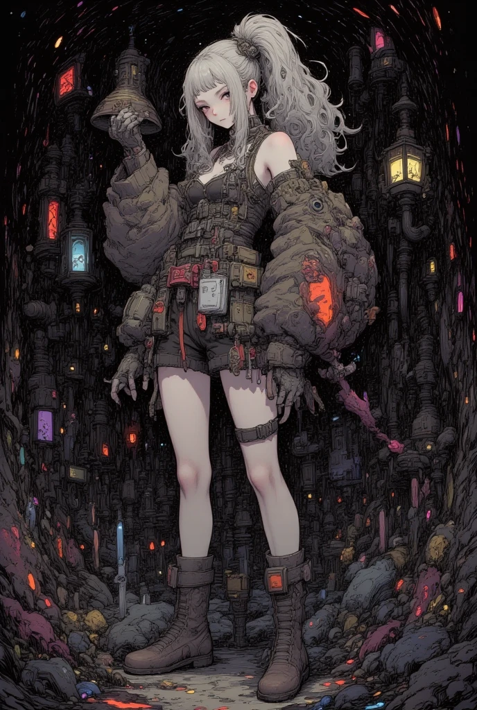 Official Art, Official Art Style, CG Game, 1Girl, Solo, Jabberwock, Bandages, Black Souls, Standing, Beautiful Hands, Perfect Hands, Axe in Hand