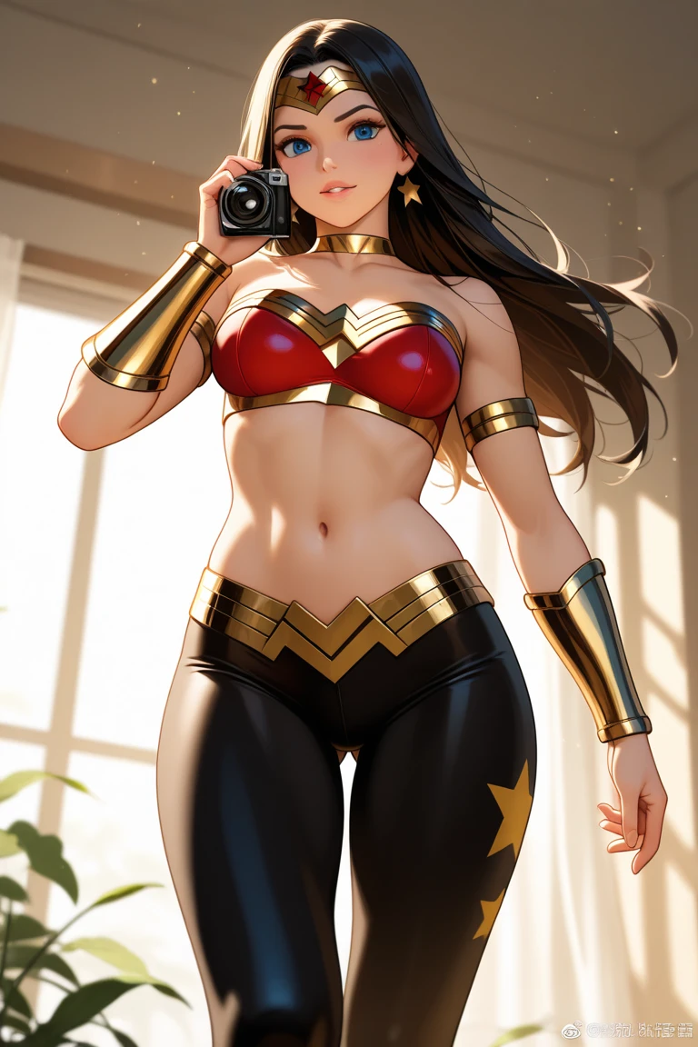 Wonderwoman,(((1girl))),((cute and beautiful wavy black haired girl)),((((greek race)))), red and gold wonderwoman costume
(Medium breasts:1.4),saggy breasts,