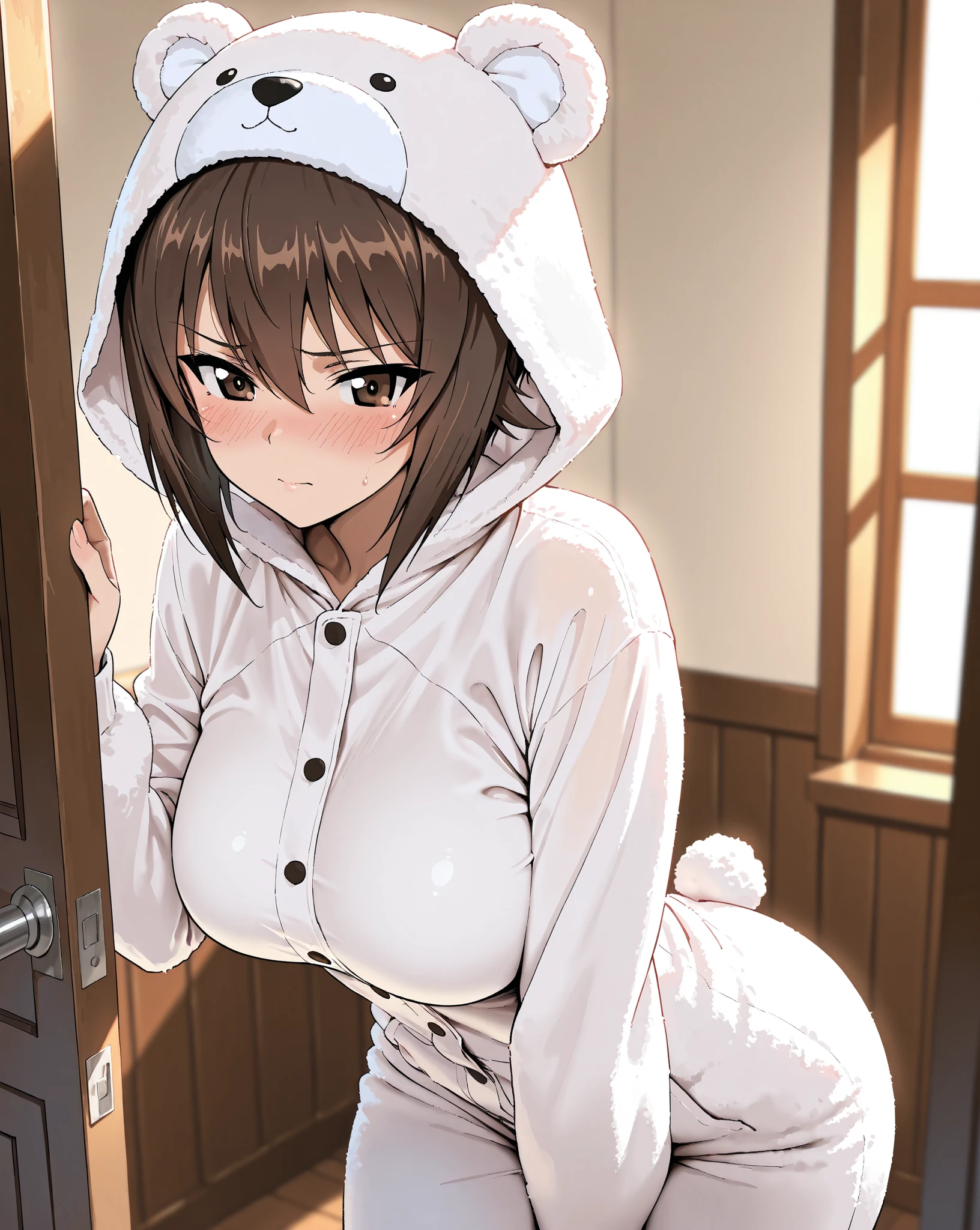 Erotic Anime Illustration、Highest image quality、A voluptuous slut shows off her vagina in a sauna room filled with thick white steam、sauna suit、Lūlü、perfect proportions、Overwhelmingly big breasts beyond the norm、Fatty legs、big areola、Beautiful shining eyes、cowboy shot、shaved pussy、exposing nipples、spread legs、intense sweating