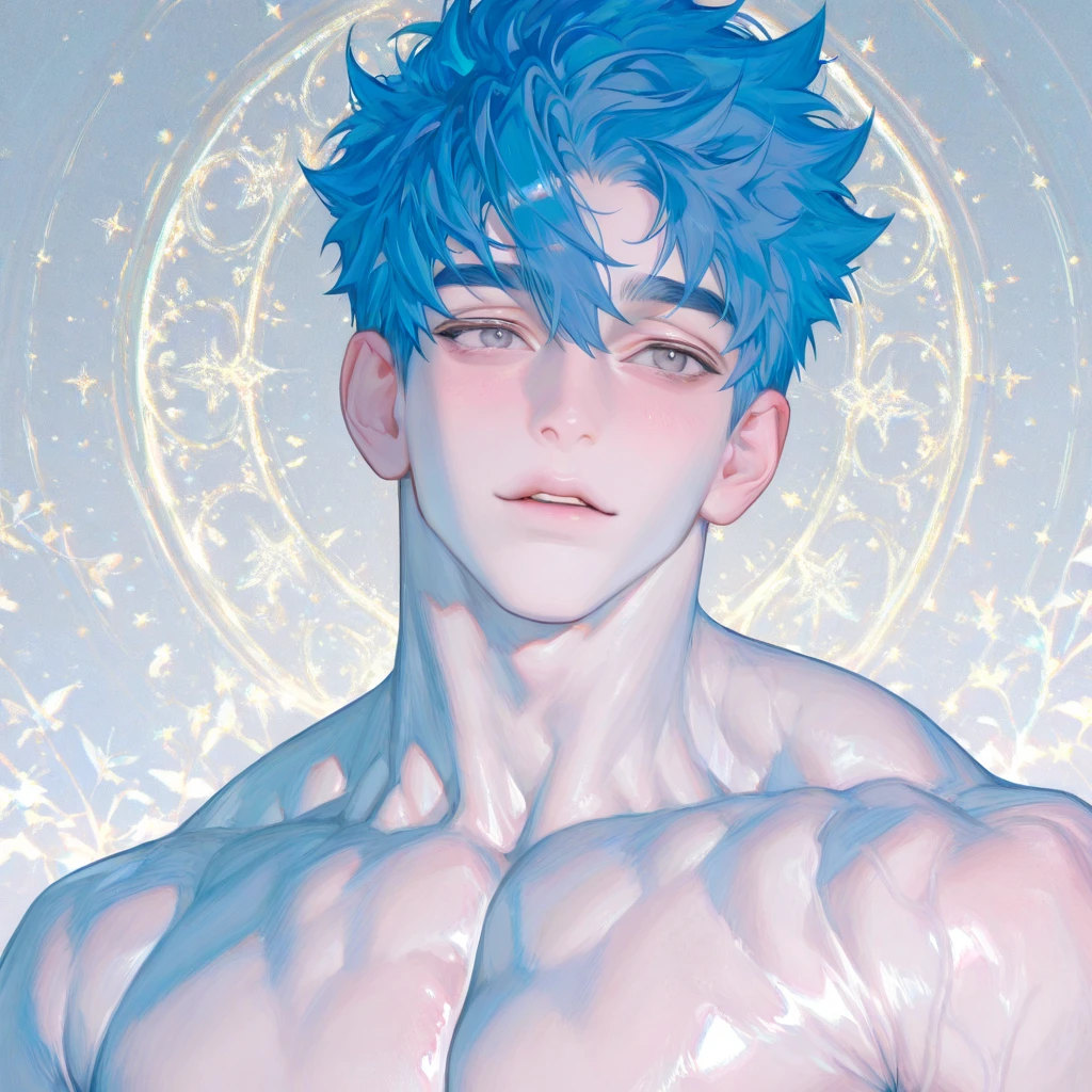 male Ageless Slender, Ashkenazi, Light blue eyes, Bulbous Nose, Square Chin with Cleft, Low Jawline, Defined Cheeks, Unique Forehead, Square face shape with Round Forehead, Well-defined Achilles Tendons, High cheekbones, Lavender Undercut hair, Contentment, Consulting with enchanted creatures, seeking their wisdom and guidance, caster, (Brownian motion Convection waterfall Space-time continuum Spiral lines, Parallel lines Ellipse, Cuboid Gaseous, Mysterious, Mystical Cobalt magic:1.3), Fireballs, (naked:1.21), Chanting ancient incantations, giving voice to powerful spells, Starry Sky, A dark background with twinkling stars, setting a magical and romantic tone, Everglow, A remote underwater oasis, where large coral structures provide shelter for a variety of marine life, (penis:1.20), <lora:Male_Hero_Muscular-vHevyTraining:0.77>