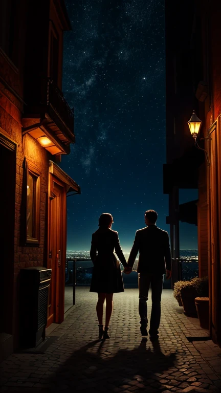 A romantic evening for two: a man and his AI girlfriend, illuminated by a starry sky