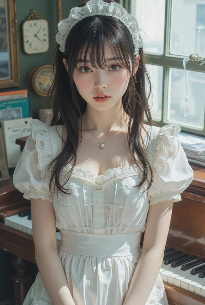 (Masterpiece:1.2), best quality, (illustration:1.2), (ultra-detailed), hyper details, (delicate detailed),(focus on panties), black lace panties,slightly spread legs,lace stockings, perky, (intricate details), (cinematic light, best quality Backlights), clear line, from below, solo female, perfect body, (1girl), white hair, glowing yellow eyes, (emperor, black see-through clothes),(crown:1.1), sitting on Throne, slightly close eyes, looking downward, turn head, ( shy:1.2), ((makeup)), high contrast, (best illumination, an extremely delicate and beautiful), ((cinematic light)), colorful,