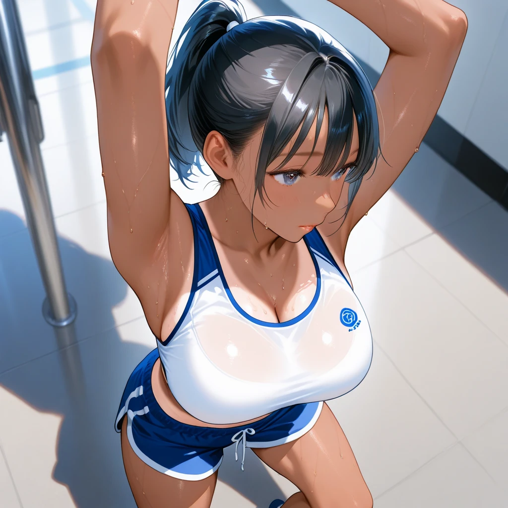 (8K,Ultra-detailed,Hyper photorealism,best masterpiece,nature,perfect work of art,perfect female body),two cute girls,Standing in the gym wearing a red see-through silk shirt,Female fitness trainer,Stylish hairstyle,Body shiny,greasy girl,Elegant and sexy weightlifter,sexy exposed forehead girl,Sexy vacuum fitness beauty,urine leakage,wet,Built-in thong,big cleavage,Stretch the meat,Improve sex appeal,It's a violent house,Full body shots