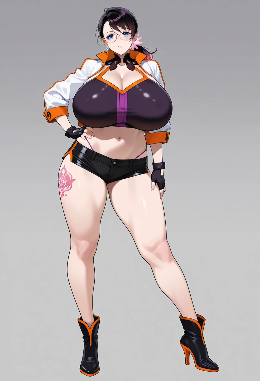 Slime girl, (slime), Slime hair Double buns hair style, Pumpkin Orange, weapon belt, Masterpiece, Best Quality, gigantic breasts, slime girl, slime girl, purple hair, lavender hair, yellow clothes, weapon belt around waistline, rifle, long rifle, AR-15 Rifle, assault rifle, exposed yellow bra, yellow clothing, wearing yellow clothing, fully body view, tight yellow dress, Rifle in hand, mature woman, gorgeous, perverted, sexy, yellow dress, exposed chest, exposed bra, exposed breast, black boots/heels, gold bracelets around wrist, holding rifle, aiming with rifle, tactical stance, tactical gear, sweaty body, long legs, tall woman, lustful yellow eyes, yellow lingerie 