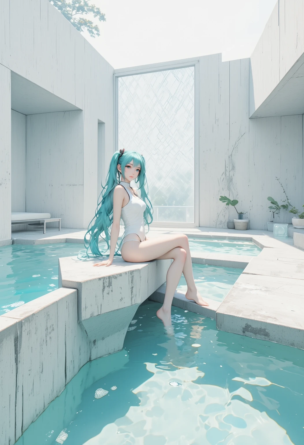 hatsune Miku、(ultra Realistic), (An illustration), (Highres), (8K), (highlydetailed), (the best illustration), (Beautiful Detailed Eyes), (beste Quality), (Super Detailed), (Master peace), (Wallpapers), (Detailed Face), solo, 1girl, Aristocratic dresses、White hair, Iris heterochromatic eyes, small moles under eye, medium chest, Long legs,Stunning composition,Foot braids,Beautiful and detailed legs