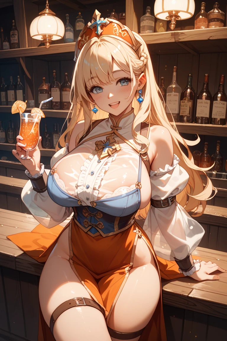 (masterpiece, best quality),best quality, (ultra-detailed), (3heads:1.4), 1girl, (kicchou yachie:1.3), masterpiece, best quality, blue top, crop top, ((stomach)), midriff, ((groin)), blue skirt, normal ears, shackles, blonde hair, very long hair, wavy hair, sidelocks, red eyes, parted lips, single horn, sweat, cute, toned belly, hand on own chest, eyelashes, (25 year old woman:1.3), (masterpiece:1.4), (best quality:1.4), (beautiful detailed extremely detailed CG, extremely delicate and beautiful, depth of field, (finely detailed face), (perfect details:1.1), (mature female:1.3), wide pelvis, slender, large veiny breast, 8k resolution, high quality, high definition, extremely detailed, masterpiece, best quality, blonde hair, long hair, alluring presence, braid, short skirt, close up, big tits, young, dragon girl, dragon horns, dragon tail, tail,