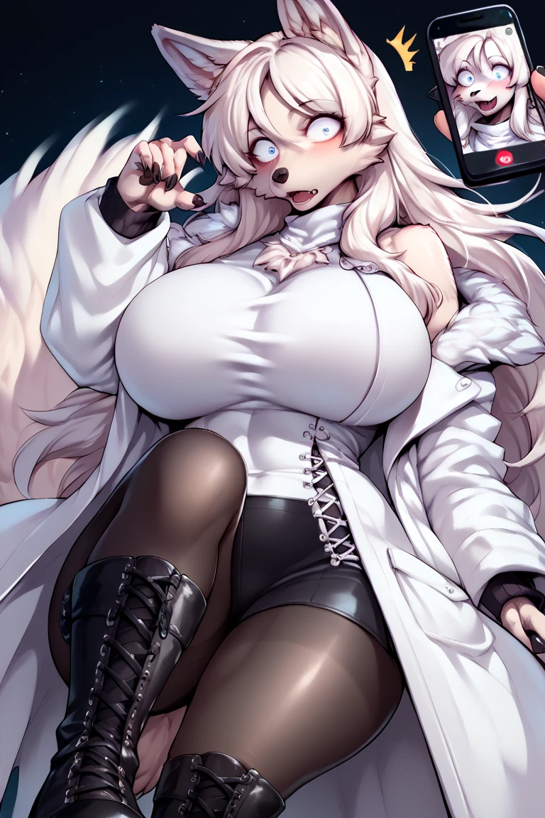 (obra de arte, melhor qualidade) detalhado, wearing black pantyhose, silver accessories , unzipped zipper , loiro ,elegante,  orelhas pontudas ,roupas de freiras，clothes with zippers，cruzar，cruzar decoration