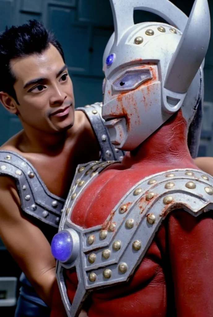 1man, solo, muscular male, naked body, human skin color, hairy body, slim body, shower room, head only ultramantaro with naked human body, small penis, (best quality,4k,8k,highres,masterpiece:1.2),ultra-detailed,(realistic,photorealistic,photo-realistic:1.37),bara,gay