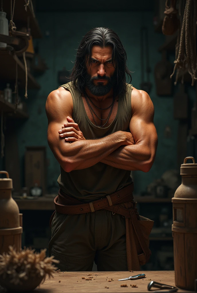 arafed man with a long beard and no shirt sitting in front of a teepee, : native american shamen fantasy, indian warrior, picture of an adult male warrior, indian, native american, native american warrior, indigenous man, provocative indian, strong masculine features, of a shirtless, male warrior, a native american warrior, shirtless