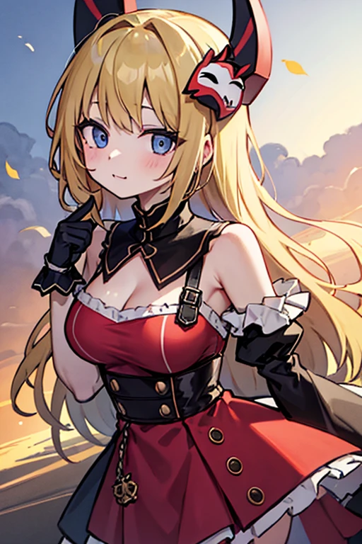 (Best quality, complete body, good anatomy, anime style) Rapi(Nikke), red eyes, light brown hair, long hair, smile, looking at you, black bodysuit, red jacket, red militar belt, black and red beret, red platform boots, no background