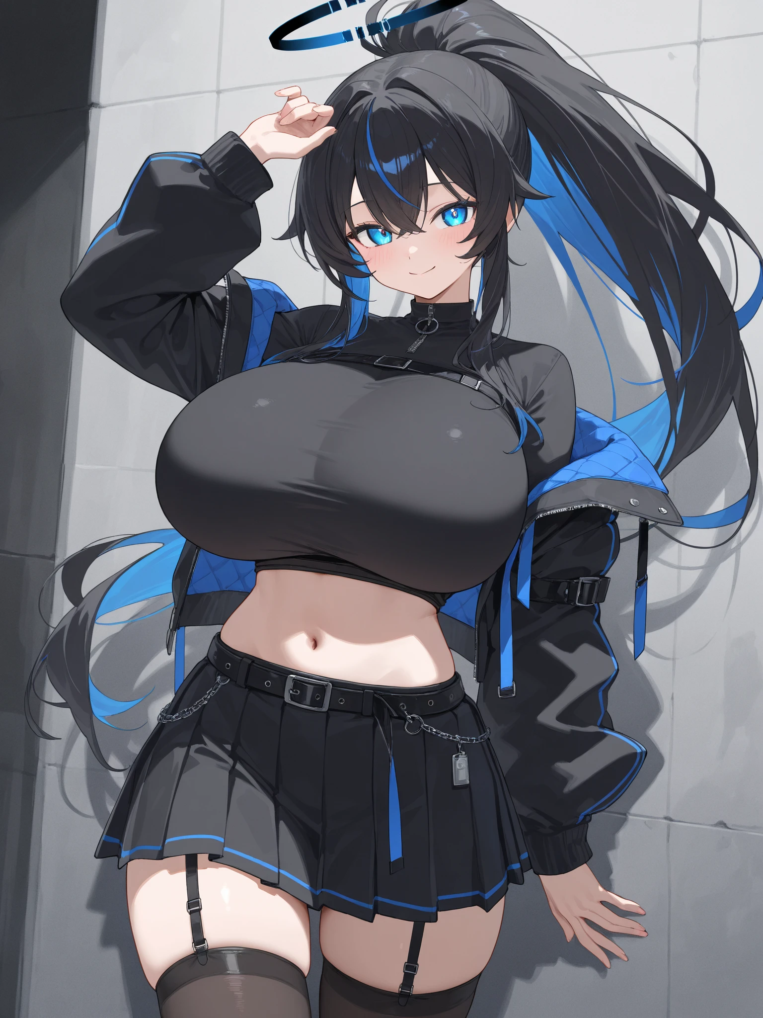 1woman, fit-muscled body, bright yellow eyes，dark blue hair , blue eyes, With round lenses, The audience watched carefully, (s face: 1.2), Perfect female figure, ((standing)), ((yellow Tight crop top leather suit)), ((shy and looking at viewert)), (Perfect thick white eyebrows)
BREAK bare shoulders,
BREAK looking at viewer,
BREAK outdoors, city,
BREAK (masterpiece:1.2), best quality, high resolution, unity 8k wallpaper, (illustration:0.8), (beautiful detailed eyes:1.6), extremely detailed face, perfect lighting, extremely detailed CG, (perfect hands, perfect anatomy),