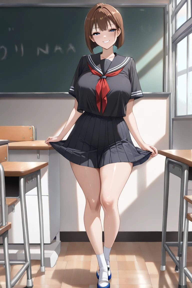 1girl in, Parted lips, blush, makeup, lightsmile, School uniform, Full body, Wide Angle, From above, crass room, llight rays, Glow, thighs thighs thighs thighs, 鎖骨, Narrow waist, (masutepiece), Wallpaper,Wet body、Bras that can be seen even over clothes