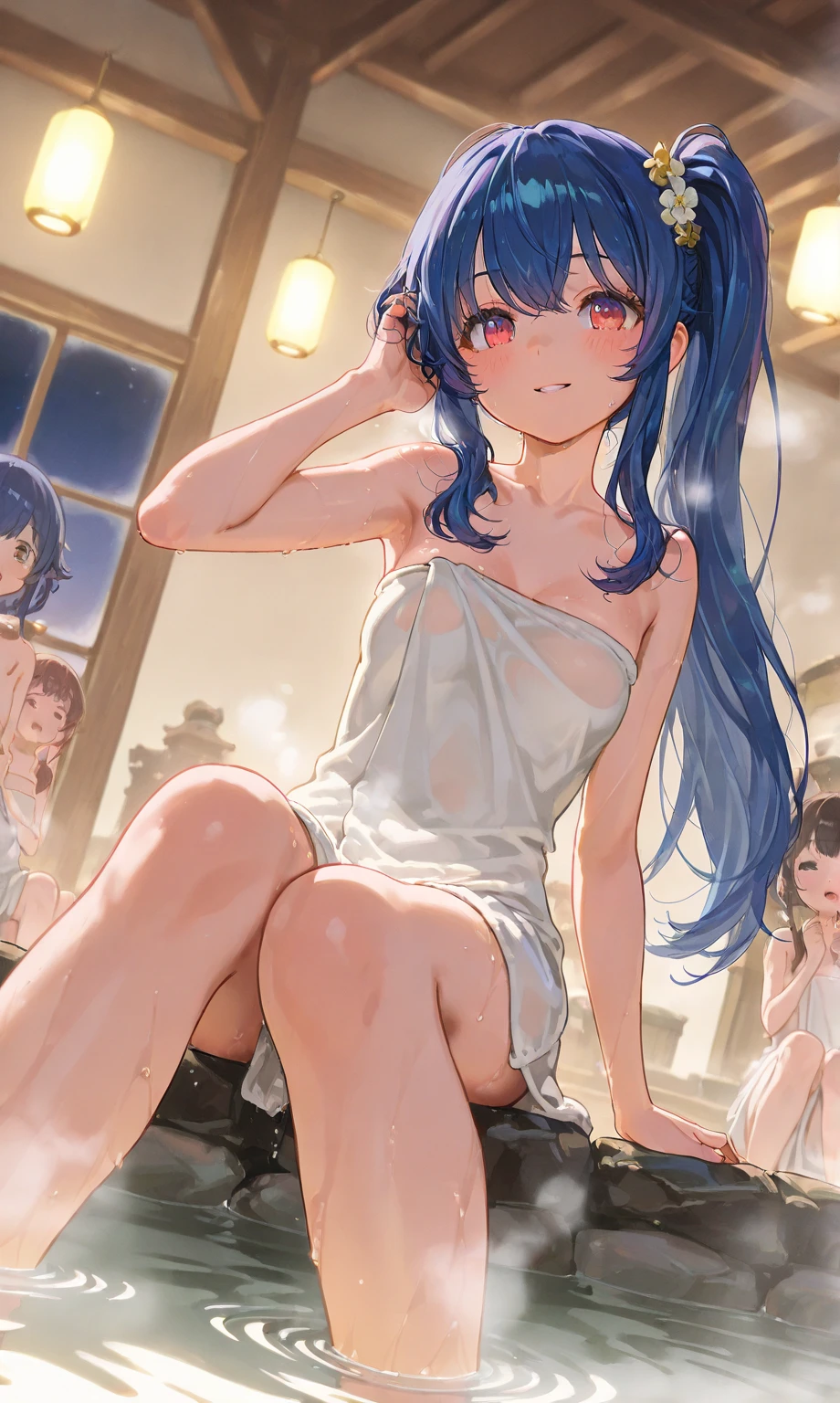 high resolution、masterpiece、Ryokan room、5 schoolgirls、naked、、Small breasts、slender、Beautiful Skin、Shyness、Harem、Erotic