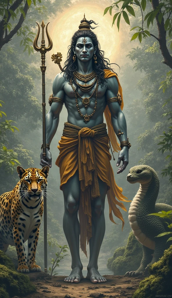 Hops in the hands of an indigenous God with mythological green jaguars 