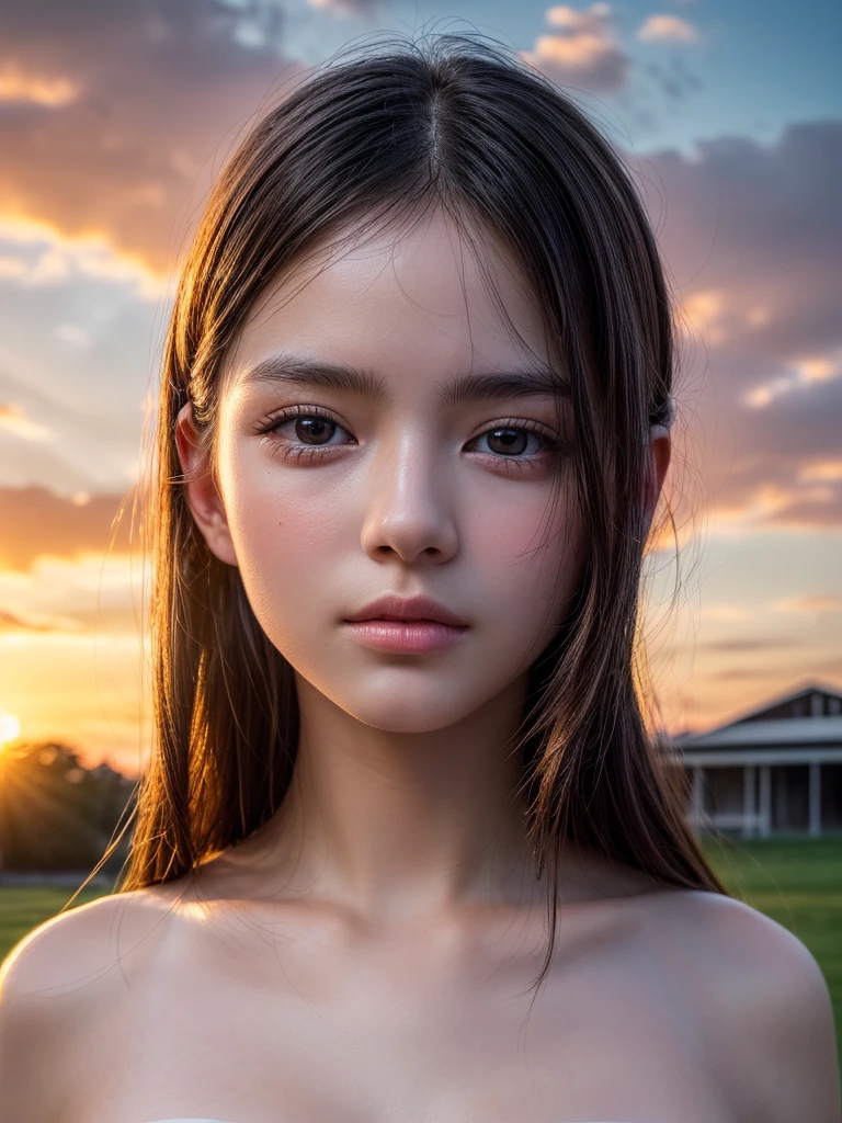 (((work of art, best qualityer: 1.2, image ultra realistic),13 year old girl , europeu , beautiful and symmetrical face, with bright red eyes, phoenix, lotus flowers, red rose gold, gold mini underwear, Mountain sunrise to the bottom, Ancient porcelain buildings)), small breasts nsfw
