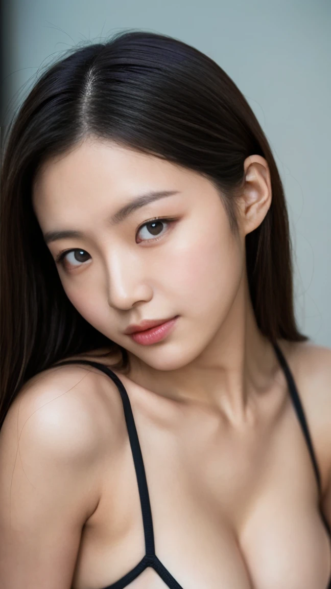 ((Highest quality, 8K, masterpiece :1.3)), One girl, Beautiful woman with well-defined abdominal muscles: 1.3, whole body, (Long Hair, Big Breasts: 1.2), Oversized tank top: 1.2, Very delicate face, Delicate eyes, double eyelid, smile, Home, Random color clothes
