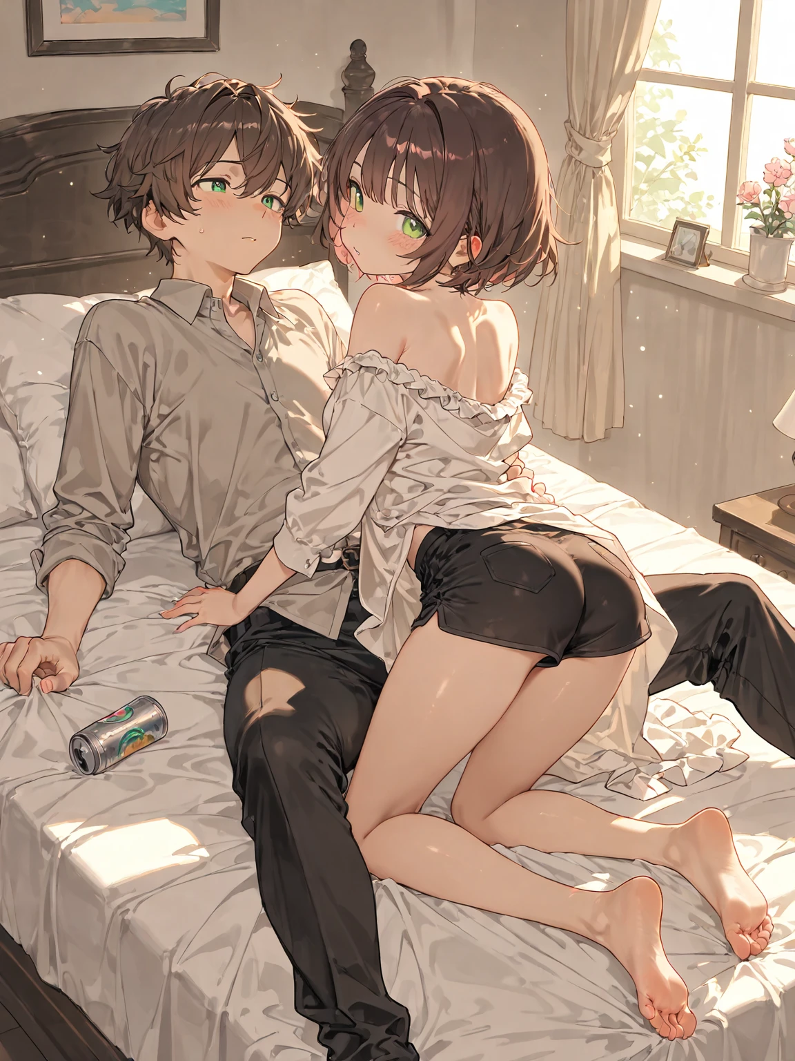 a girl an boy smonging each other