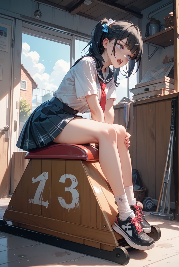 1 girl, strapped to a chair, (bondage chair:1.5), (open legs:1.5), (sitting:1.5), (extended arms:1.5), spread arms, arms to the sides, (inside basement, underground, torture room), (ankles tied, wrists restrained, ankle cuffs, wrist cuffs), arms to the sides, (blushing:1.5), (crying:1.1), (teary eyes:1.1), (struggle:1.5), (blushing, worried, scared, teary eyes), ((tight clothes, short sleeves, sailor uniform, mini-skirt, shoeless)), perfect body, big thighs, perfect face, beautiful face, beautiful eyes, detailed eyes, focus on face, centered, Eye-Level Shot