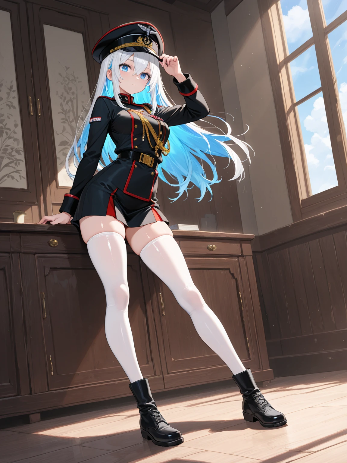 highest quality,sleep on your back in bed，Crab crotch，show me your boots，Leotard sneak peek，glove，elegant, 1 girl, ultraman bodysuit ，cute, blushed, looking at the viewer, from below, prison，blue eyes, beautiful eyes, beautiful background, particles of light, Light of the sun, dramatic lighting, outside, shiny, realistic, table top, highest quality, Super detailed, get used to it, scenery, beautiful and detailed eyes, thin hair，full body shot，
