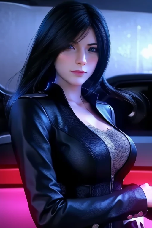 avaaddams (sharp focus:1.2), photo, attractive young woman, (beautiful face:1.1), detailed eyes, luscious lips, (winged eyeliner:0.85), (tight body:1.2), (dark hair:1.2), wearing (jacket:1.2) at a (shop:1.2). (moody lighting:1.2), depth of field, bokeh, 4K, HDR. by (James C. Christensen:1.2|Jeremy Lipking:1.1).