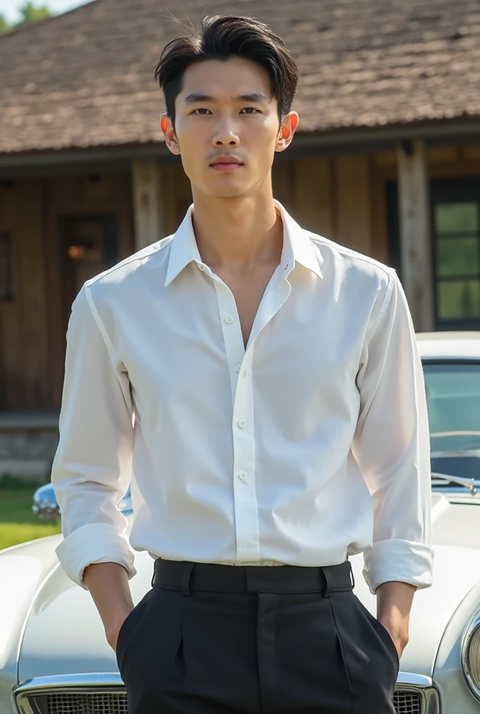 1man,
a 30 y.o muscular male wearing long-sleeve white shirt and tie, wearing leather shoes, full body,
soft lighting,
masterpiece, best quality, 8k uhd, dslr, film grain, Fujifilm XT3 photorealistic painting art by midjourney and greg rutkowski