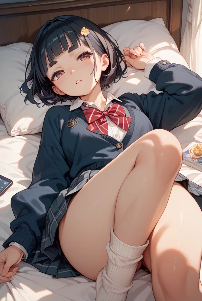 normal chest、I have my mouth wide open.、blush、school uniform、girl、spread legs、A large amount of semen was poured on、vaginal ejaculation